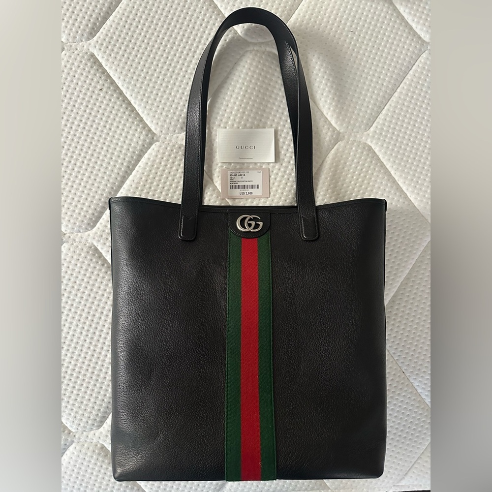 Gucci Ophidia Medium Tote Bag Black Leather NWT